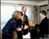 Adolfo Delibes Lorente y Andrea Luca de Tena Delibes saludan a los reyes de España Juan Carlos de...