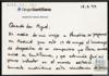 Carta de Isabel de Polanco Moreno a Miguel Delibes Setién, sobre la imposibilidad de asistir a la...